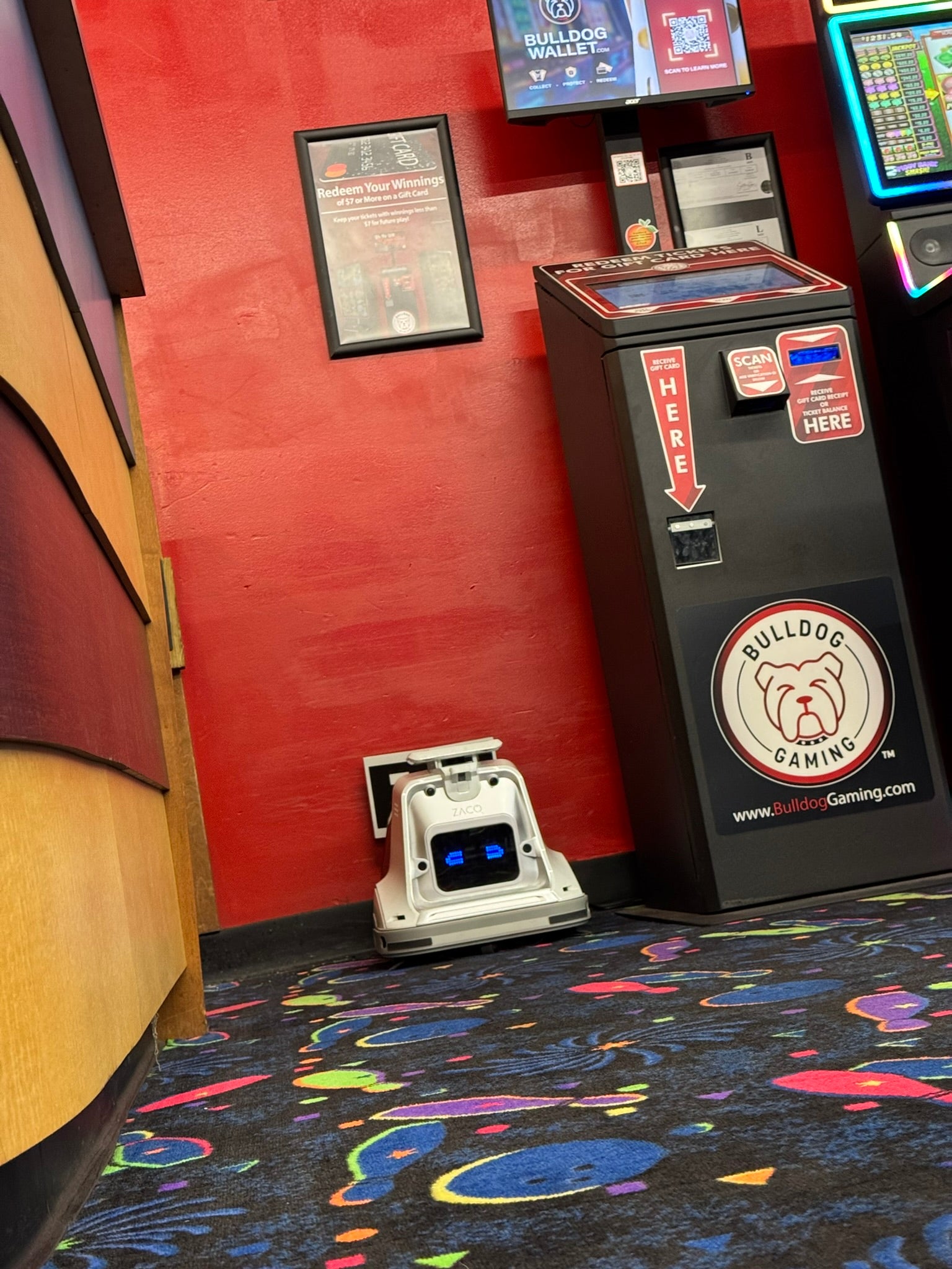 The X1000 at his docking station in the arcade area