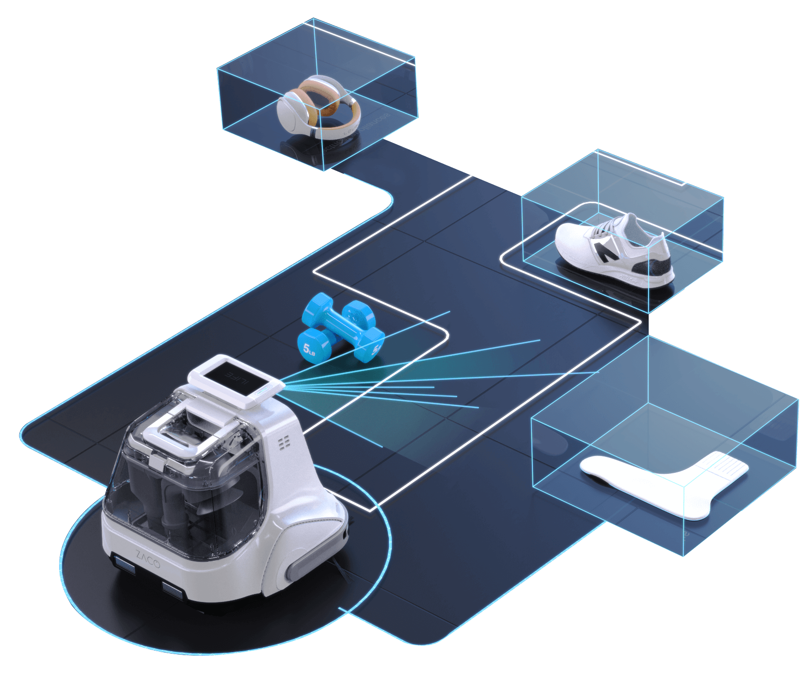 robot scanning environment and obstacles