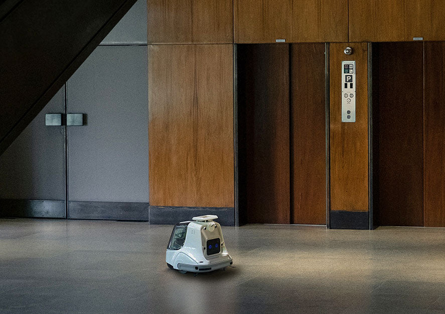 X1000 robot cleaning elevator lobby