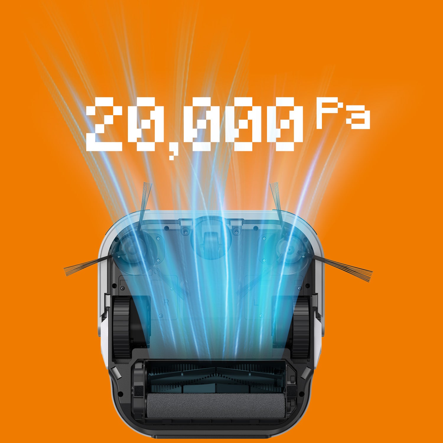 robot from below sucking up 20,000Pa text