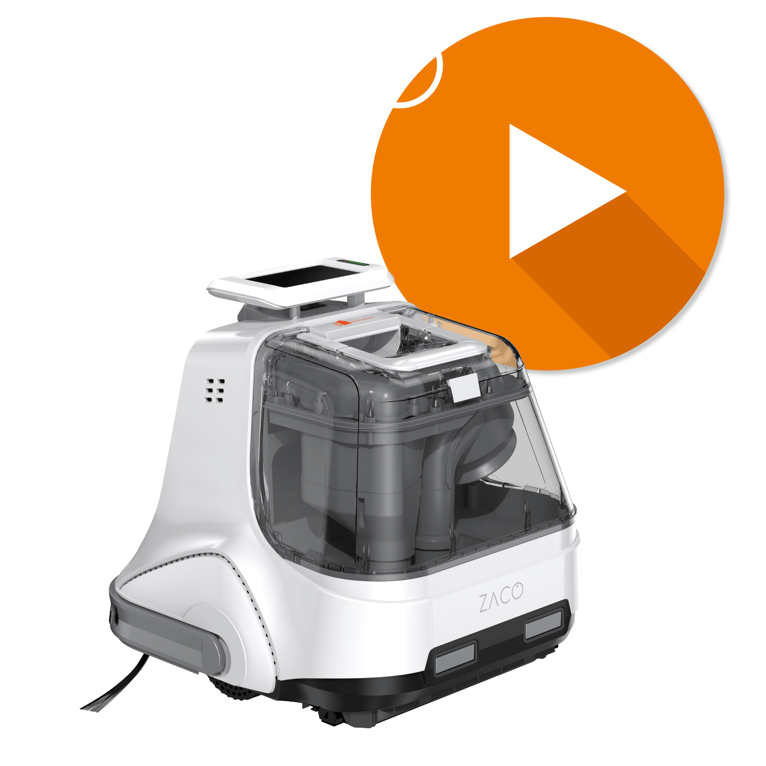 Robot with play icon