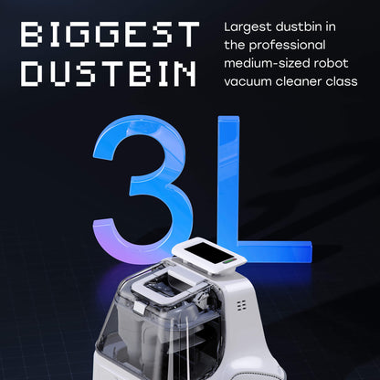X1000 robot and 3L and "largest dustbin in the professional medium-sized robot vacuum cleaner class" Text